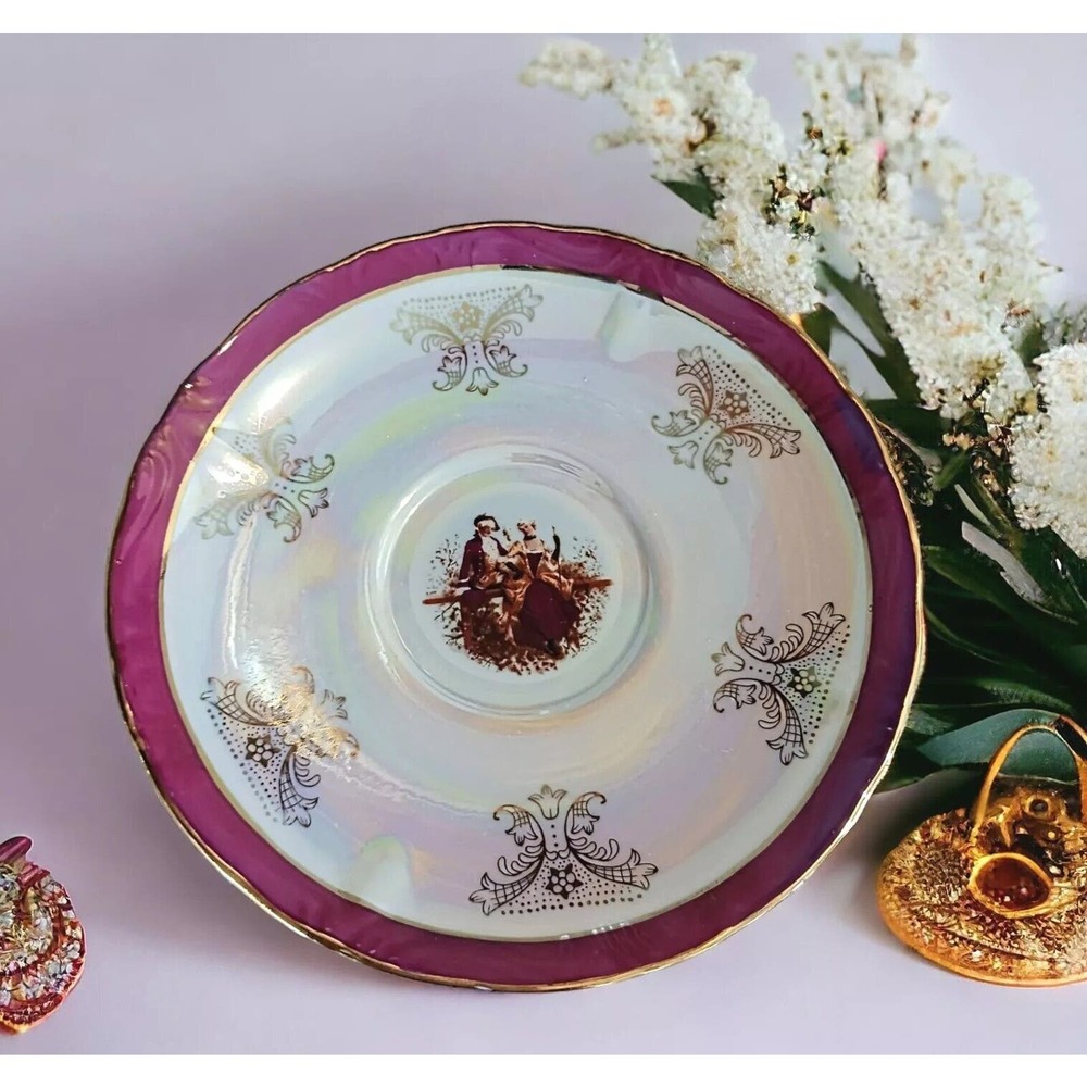 GNA Fine Porcelain SAUCER for Tea Cup 24k Gold Iridescent  Victorian Replacement